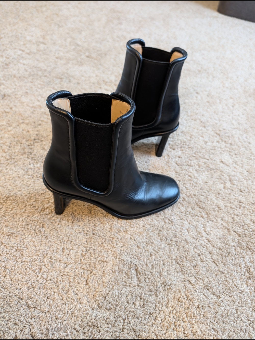 Coach Size 8.5 Black Leather Ankle Booties with Elastic Side Panels